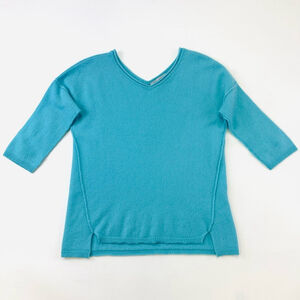 Allway cashmere aqua sweater Small aqua Vneck three quarter sleeve drop shoulder